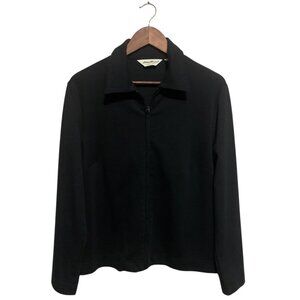VTG Eddie Bauer Women's Jacket Black‎ Softshell Lightweight Zip-up Sz M  Preppy
